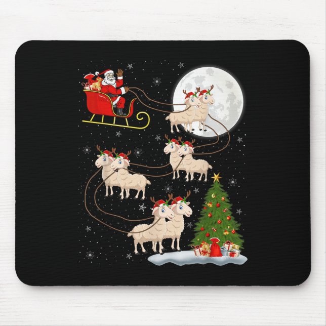 Lambs Sheep Santa Sleigh Flying Funny Magical Chri Mouse Mat (Front)