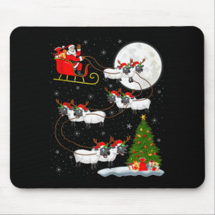Lambs Sheep Santa Sleigh Flying Funny Magical Chri Mouse Mat