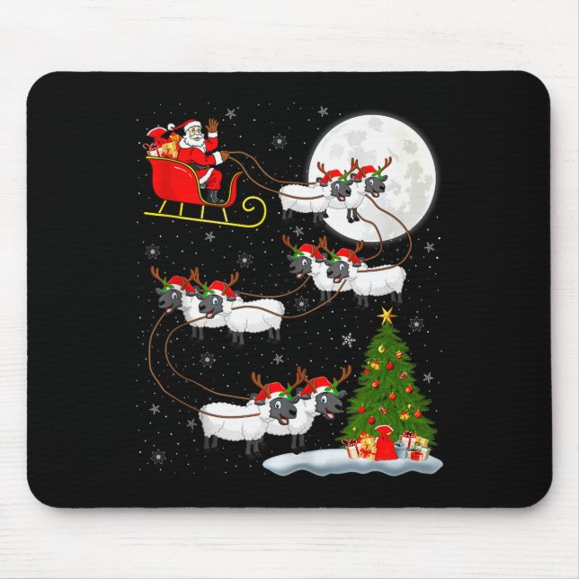 Lambs Sheep Santa Sleigh Flying Funny Magical Chri Mouse Mat (Front)