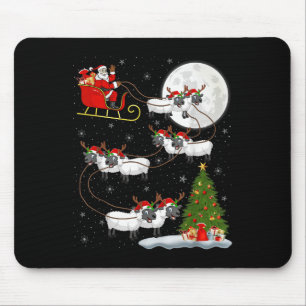 Lambs Sheep Santa Sleigh Flying Funny Magical Chri Mouse Mat