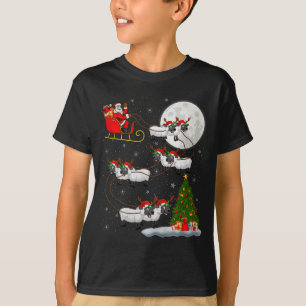 Lambs Sheep Santa Sleigh Flying Funny Magical Chri T-Shirt