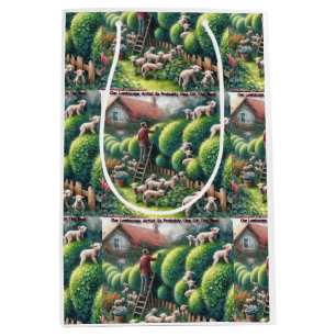 Lambscape Artist: Topiary Gone Woolly Medium Gift Bag