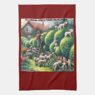 Lambscape Artist: Topiary Gone Woolly Tea Towel