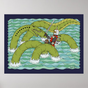 Lambton Worm and Knight Poster