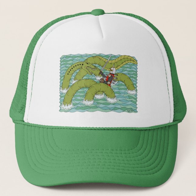 Lambton Worm and Knight Trucker Hat (Front)