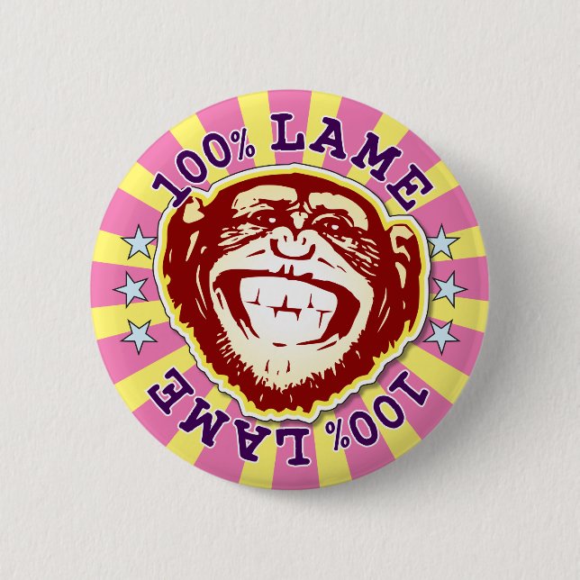 Lame 100% Funny Funky Monkey Badge (Front)