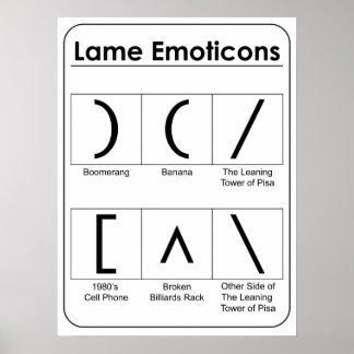 Lame Emoticons Chart Funny Poster