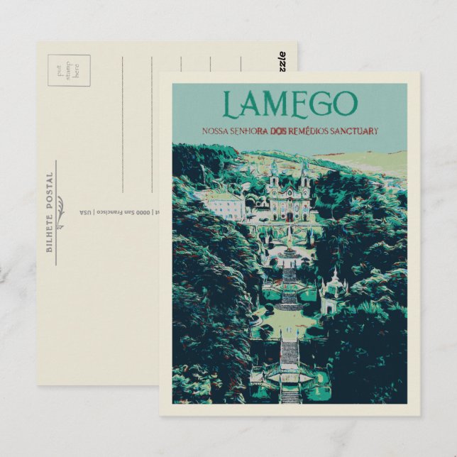 Lamego Sanctuary in Portugal Illustration Postcard (Front/Back)