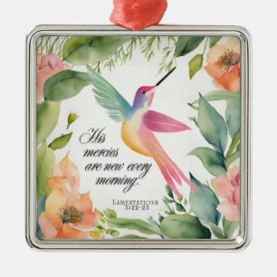 Lamentations 3:22-23 Hummingbird Christian Metal Tree Decoration