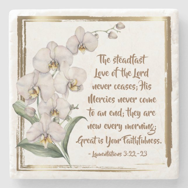 Lamentations 3:22-23 Steadfast Love of the Lord Stone Coaster (Front)