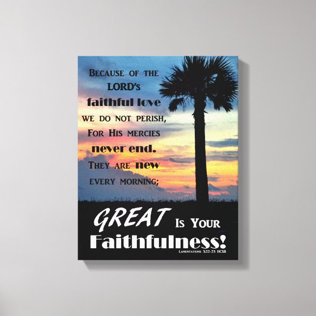 Lamentations 3:22-23 Sunset Photo Canvas (Front)