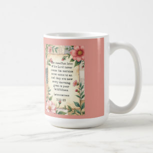 Lamentations 3:22–23 Vintage Floral Design Coffee Mug