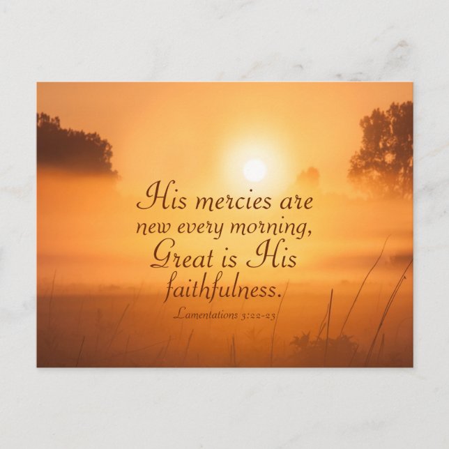 Lamentations 3:22 His mercies are new, Bible Verse Postcard (Front)