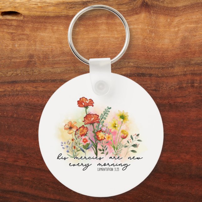Lamentations 3:23 His Mercies New Every Morning Key Ring (Front)