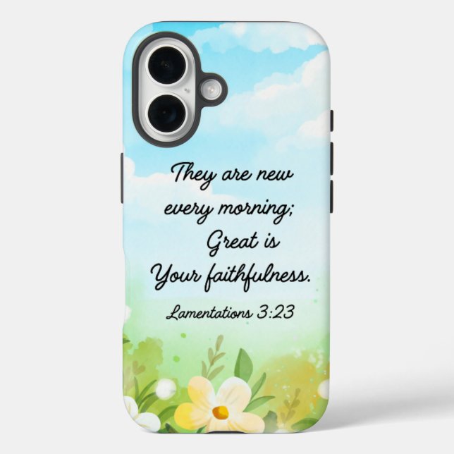 Lamentations 3:23 Yellow Spring Christian Case-Mate iPhone Case (Back)
