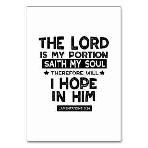Lamentations 3:24 The Lord is My Portion Quotes Table Number