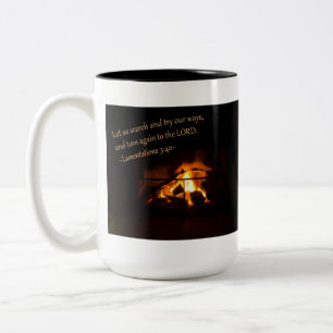 Lamentations 3:40 Two-Tone coffee mug