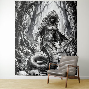 Lamia the Serpent Queen of Skulls Tapestry