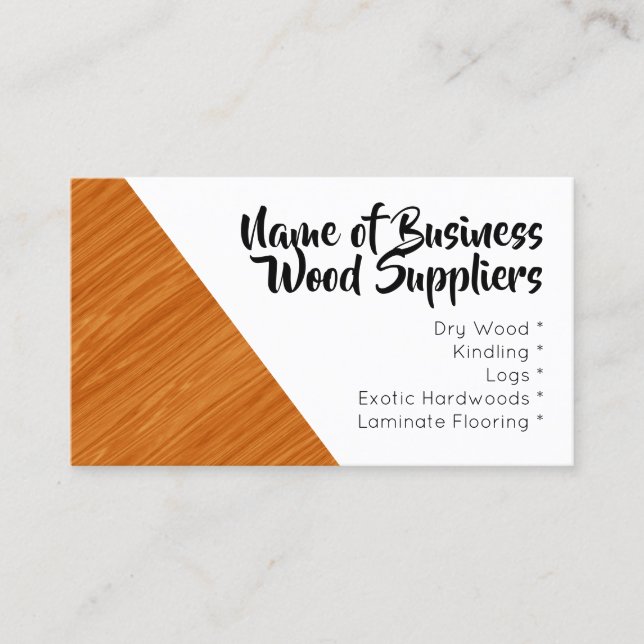 Laminate flooring photograph wood products business card (Front)