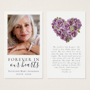 LAMINATED Memorial Prayer Card Hydrangea Heart