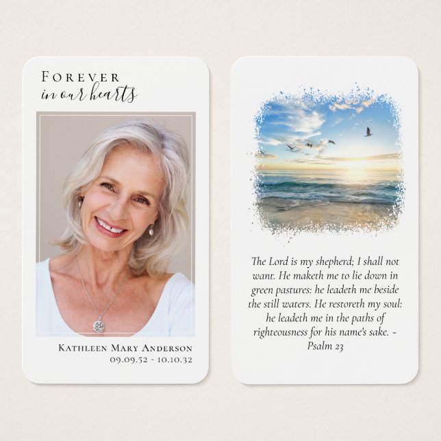 Laminated Photo Beach Memorial Prayer Card (Front & Back)