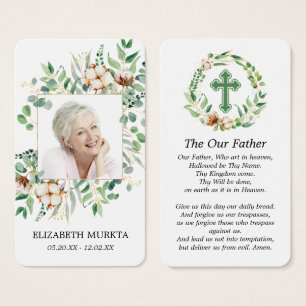Laminated Photo Eucalyptus Funeral Prayer Card