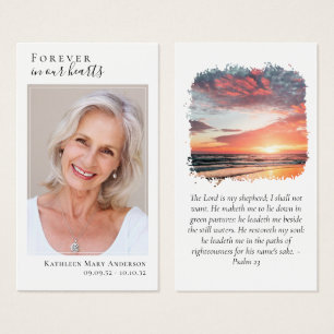 Laminated Photo Sunset Memorial Prayer Card