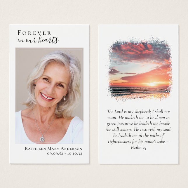 Laminated Photo Sunset Memorial Prayer Card (Front & Back)