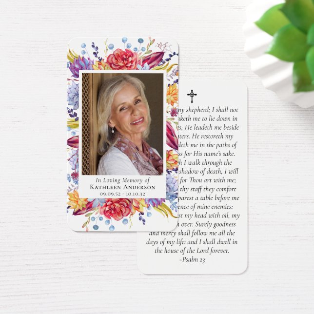 Laminated Succulents Photo Memorial Prayer Card (Desk)
