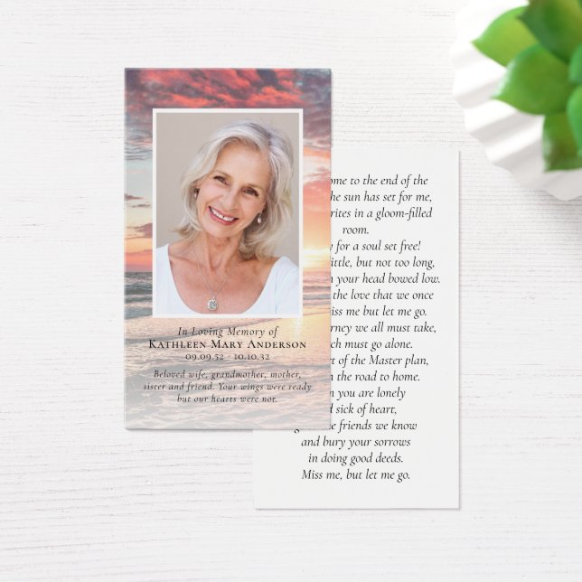 Laminated Sunset Photo Memorial Poem Card (Desk)