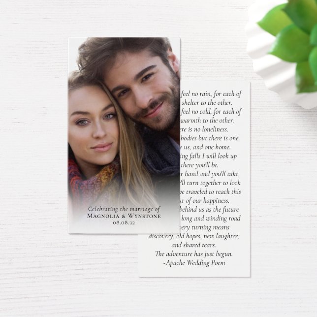 Laminated Wedding Favour Photo Prayer Card (Desk)