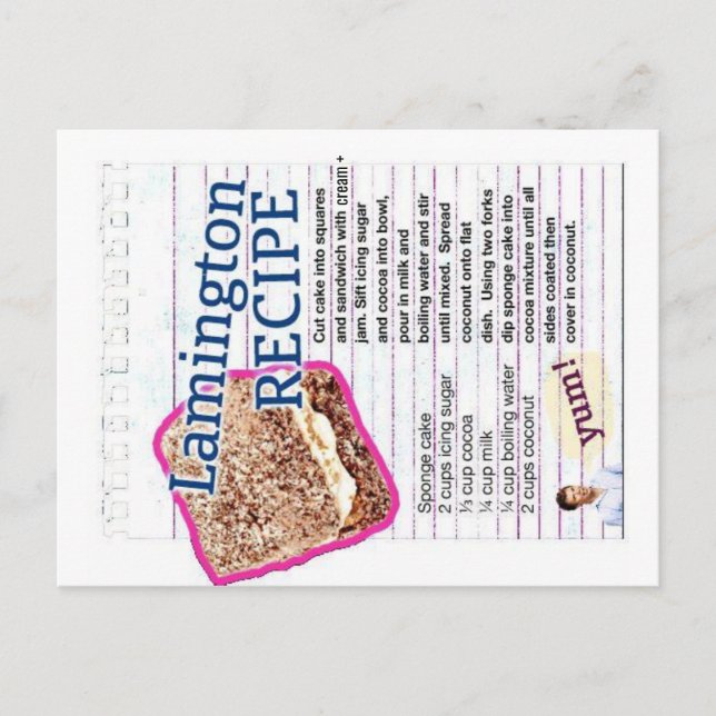 Lamington Recipe Postcard (Front)