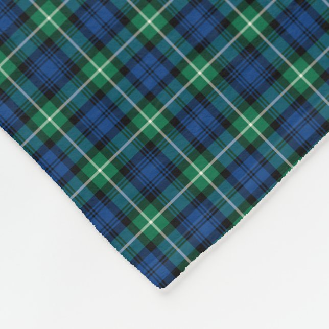 Lamont Clan Bright Blue and Green Tartan Fleece Blanket (Corner)