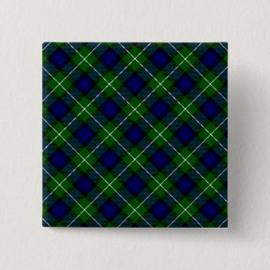 Lamont tartan blue green plaid 15 cm square badge