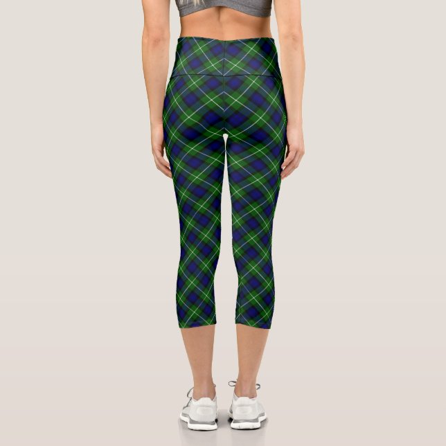 Lamont tartan blue green plaid capri leggings (Back)
