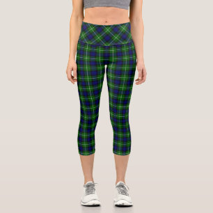 Lamont tartan blue green plaid capri leggings