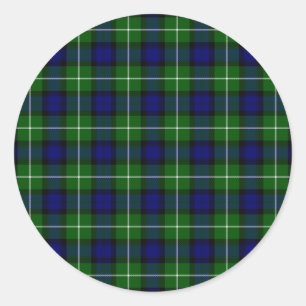 Lamont tartan blue green plaid classic round sticker
