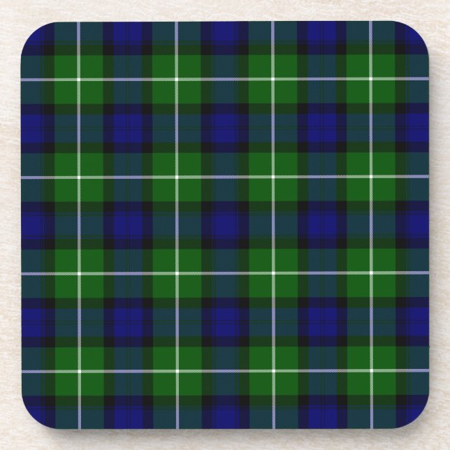 Lamont tartan blue green plaid coaster (Front)