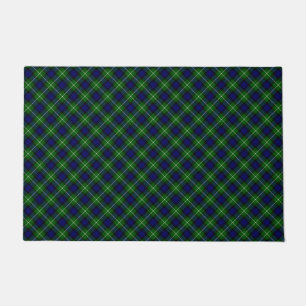 Lamont tartan blue green plaid doormat