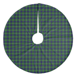 Lamont tartan blue green plaid fleece tree skirt