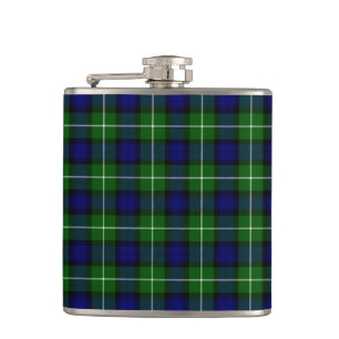 Lamont tartan blue green plaid hip flask
