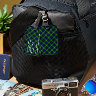 Lamont tartan blue green plaid luggage tag
