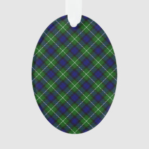 Lamont tartan blue green plaid ornament