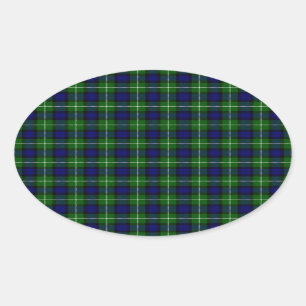 Lamont tartan blue green plaid oval sticker