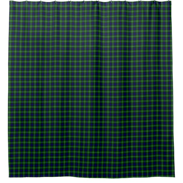 Lamont tartan blue green plaid shower curtain (Front)