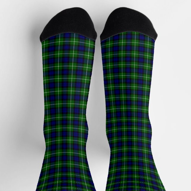Lamont tartan blue green plaid socks (Top)