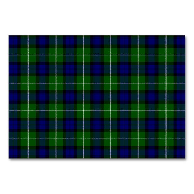Lamont tartan blue green plaid table number (Front)