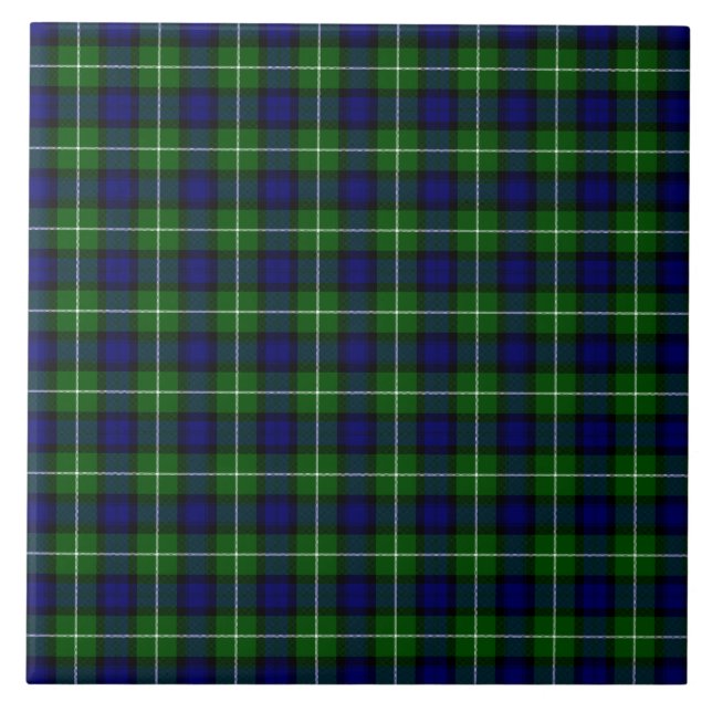 Lamont tartan blue green plaid tile (Front)