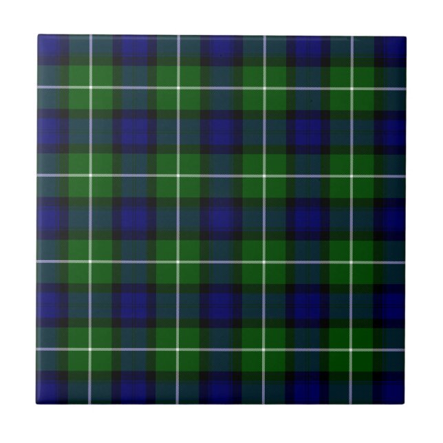 Lamont tartan blue green plaid tile (Front)