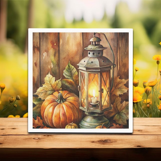 Lamp and Pumpkins Fall Napkin (Creator Uploaded)